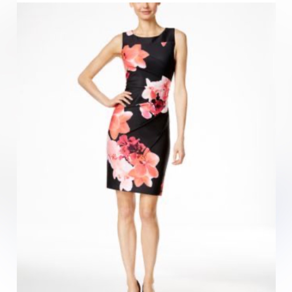Calvin Klein Sunburst Floral Sheath Dress 8 career professional work